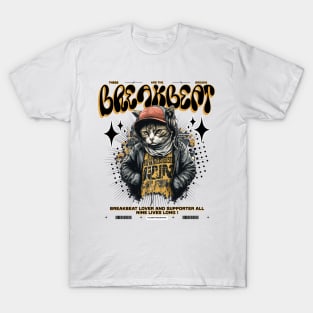 BREAKBEAT  - Urban Headphone Cat (black/tan) T-Shirt